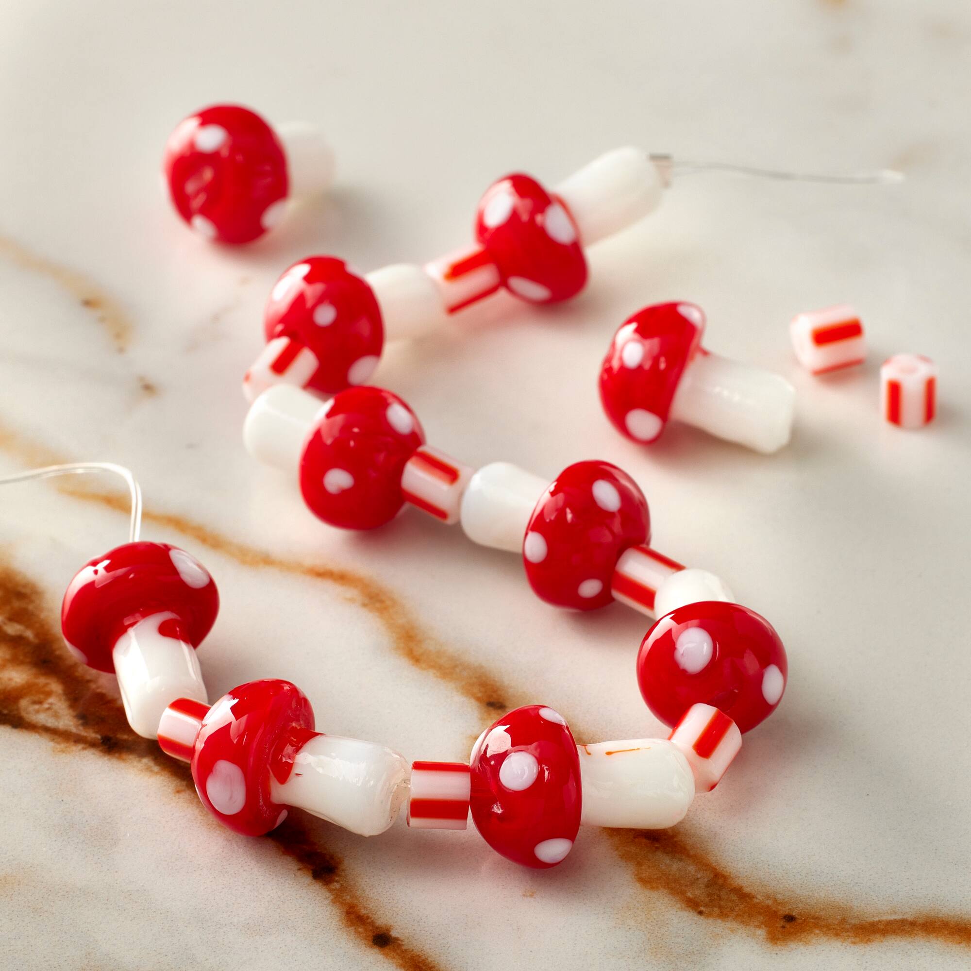 Mushroom Lampwork Glass Bead Mix by Bead Landing